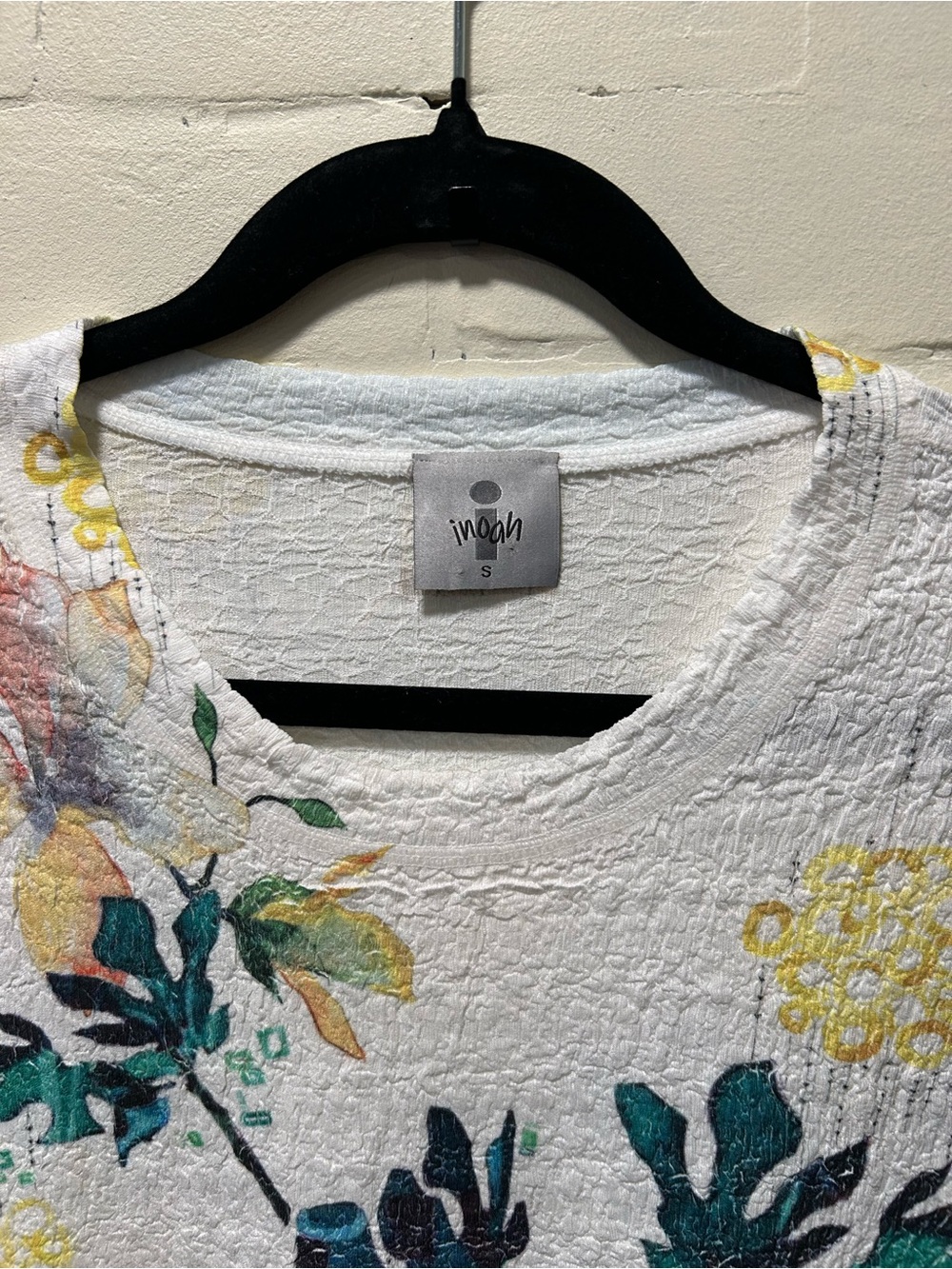 Inoah 3/4 Sleeve Floral A-line Hi Lo Top Size Small Art to Wear USA - Picture 2 of 6